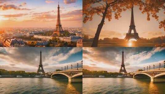 法国 巴黎埃菲尔铁塔高清在线视频素材下载