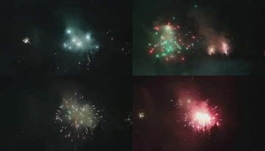 春节过年山村夜晚燃放烟花的场景高清在线视频素材下载