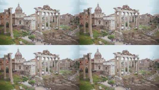 意大利罗马的罗马论坛。旧拼贴画。高清在线视频素材下载