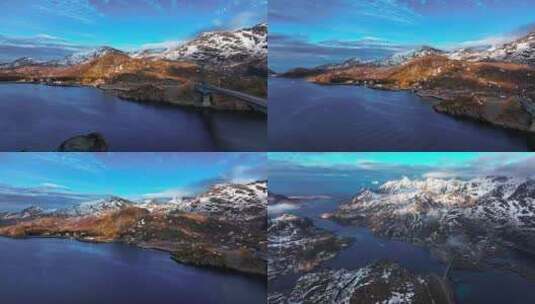 4K航拍挪威罗弗敦群岛风光景色高清在线视频素材下载