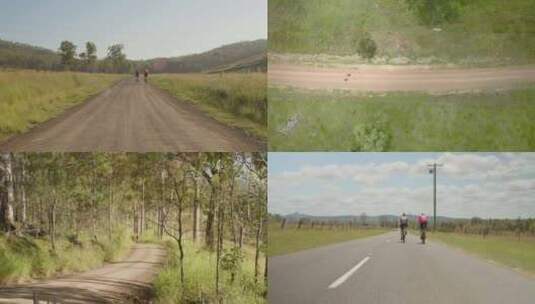 户外骑行骑自行车户外运动公路车山间小路高清在线视频素材下载