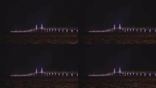 夜晚港珠澳大桥实拍桥梁灯光高清在线视频素材下载