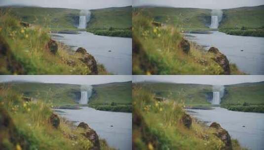冰岛最著名和最美丽的斯科加弗斯瀑布高清在线视频素材下载