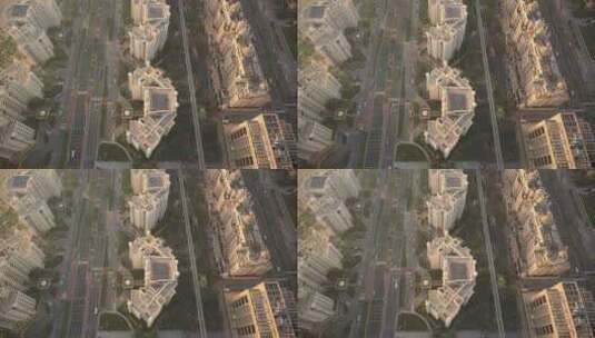 从空中视角探索高耸摩天大楼的城市景观高清在线视频素材下载