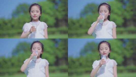 小女孩喝牛奶高清在线视频素材下载