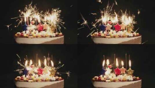 生日、蜡烛、火花、周年纪念高清在线视频素材下载