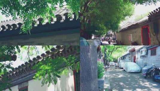 老北京夏日胡同街道空镜高清在线视频素材下载