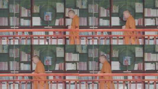 禅心漫步：僧人穿越文化长廊的静谧时光高清在线视频素材下载