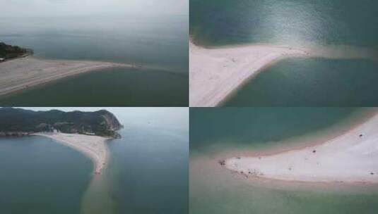 长岛黄渤海交汇处大海海浪沙滩航拍高清在线视频素材下载