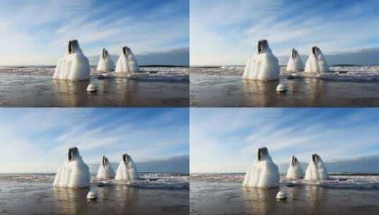 海浪拍打着海岸高清在线视频素材下载