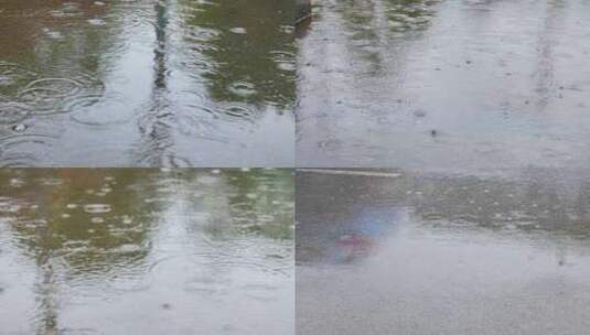 夏天夏季雨滴下雨雨季水花水面雨水雨滴飞溅高清在线视频素材下载