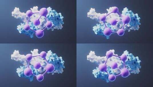 生物蛋白与分子，三维渲染。高清在线视频素材下载