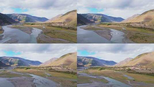 航拍四川川西新都桥甲根坝秋景彩林红叶秋天高清在线视频素材下载