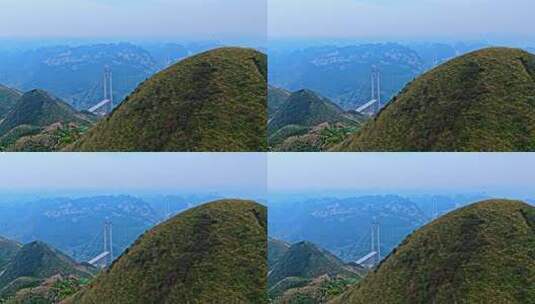 贵州花江峡谷大桥建设航拍高清在线视频素材下载