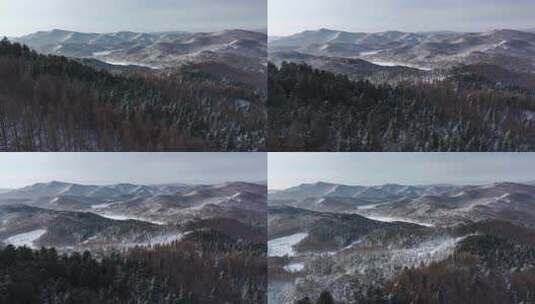 航拍东北下暴雪林海雪原威虎山高清在线视频素材下载