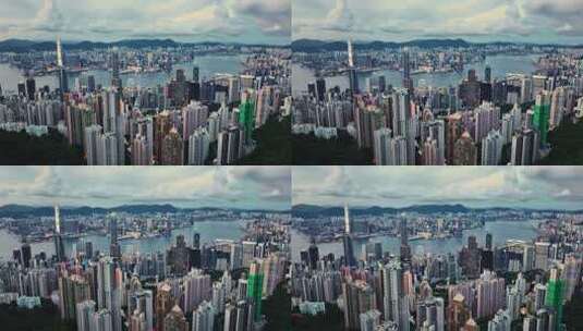 香港维多利亚港夜景航拍高清在线视频素材下载