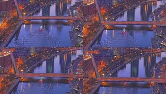 天津海河风光夜景航拍高清在线视频素材下载
