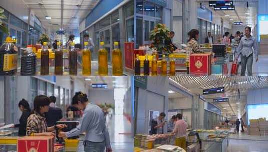 农产品展销活动 青海特产 美女顾客 集市高清在线视频素材下载