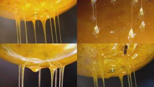 蜂蜜流淌特写野生蜂蜜土蜂蜜蜂农采蜜高清在线视频素材下载