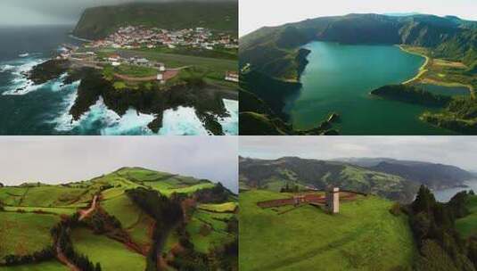 湖泊山脉自然风光航拍素材高清在线视频素材下载