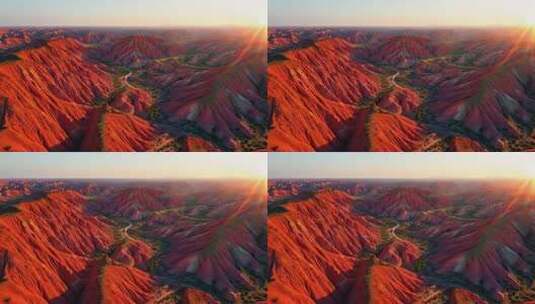 航拍甘肃张掖七彩丹霞地质地貌地形4K高清在线视频素材下载