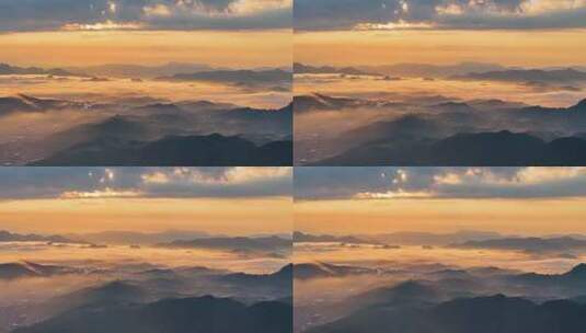 山峦云海自然风光日出壮丽山河雾缭绕叠嶂高清在线视频素材下载