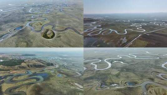 晨曦中草原蜿蜒河流 滦河源头闪电河高清在线视频素材下载