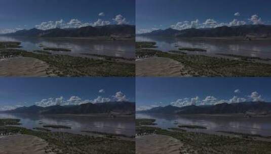 山脉附近的湖泊高清在线视频素材下载
