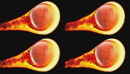 黑色背景下放飞着火的篮球高清在线视频素材下载