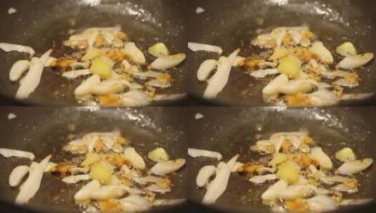 葱姜蒜炝锅 (4)高清在线视频素材下载