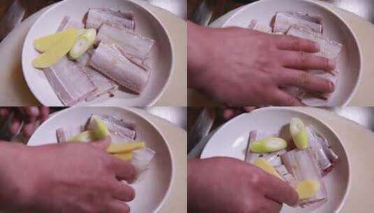 葱姜香料腌制带鱼去腥 (15)高清在线视频素材下载