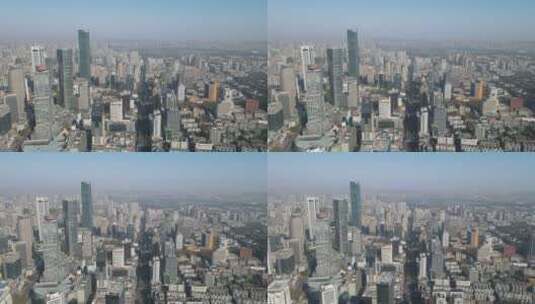航拍南京城市建设高楼大厦高清在线视频素材下载