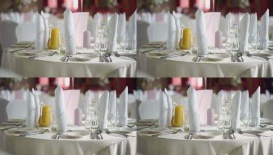 结婚晚宴的装饰桌高清在线视频素材下载