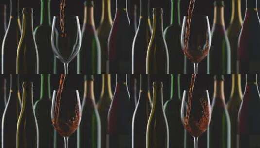 葡萄酒倒入酒杯的特写镜头高清在线视频素材下载