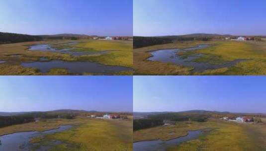 航拍中国内蒙古乌兰布统草原湿地高清在线视频素材下载