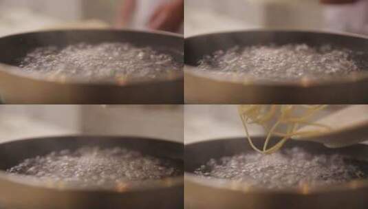 后厨大锅煮面条高清在线视频素材下载