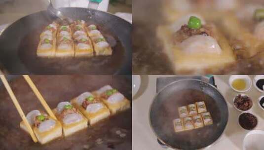 【镜头合集】烧制红烧豆腐盒子高清在线视频素材下载