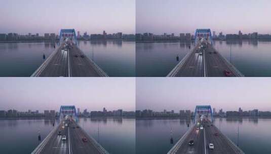 航拍杭州钱塘江上大桥高清在线视频素材下载