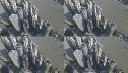 上海陆家嘴金融中心全景4K航拍高清在线视频素材下载