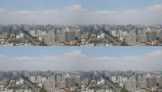 4K航拍杭州城市蓝天白云天际线高清在线视频素材下载