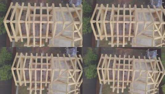 房屋的木制框架高清在线视频素材下载
