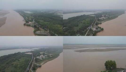 村庄  黄河 航拍 决堤 母亲河 大河高清在线视频素材下载
