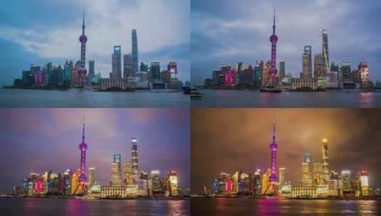8k延时上海外滩东方明珠日转夜素材高清在线视频素材下载