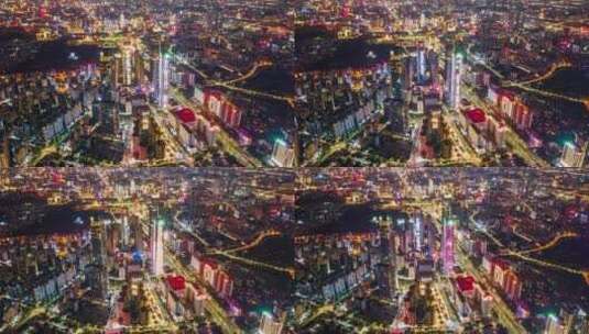 南宁城市夜景航拍高清在线视频素材下载