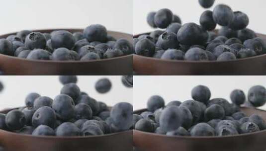 落到碗里酸甜可口新鲜蓝莓高清在线视频素材下载