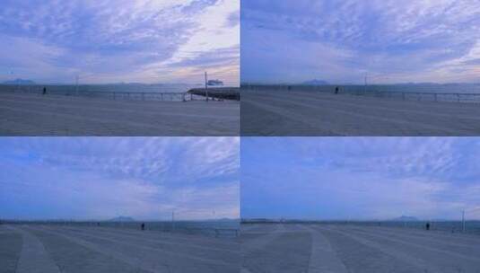 大连滨海广场蓝天白云自然风光高清在线视频素材下载