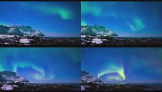 夜空中的北极光、极光或北极光时间流逝高清在线视频素材下载