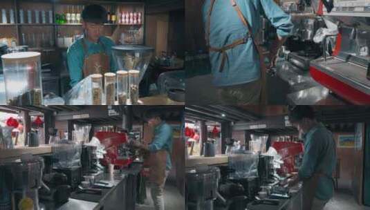 店铺咖啡师制作咖啡高清在线视频素材下载