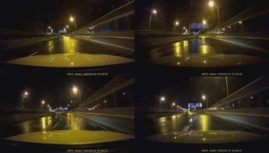 疫情武汉封城 行车 大雪夜 无车的高速公路高清在线视频素材下载