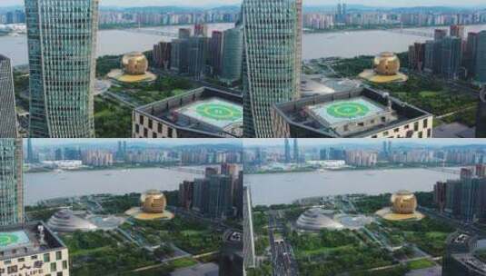 【4K】杭州钱江新城航拍环绕高清在线视频素材下载